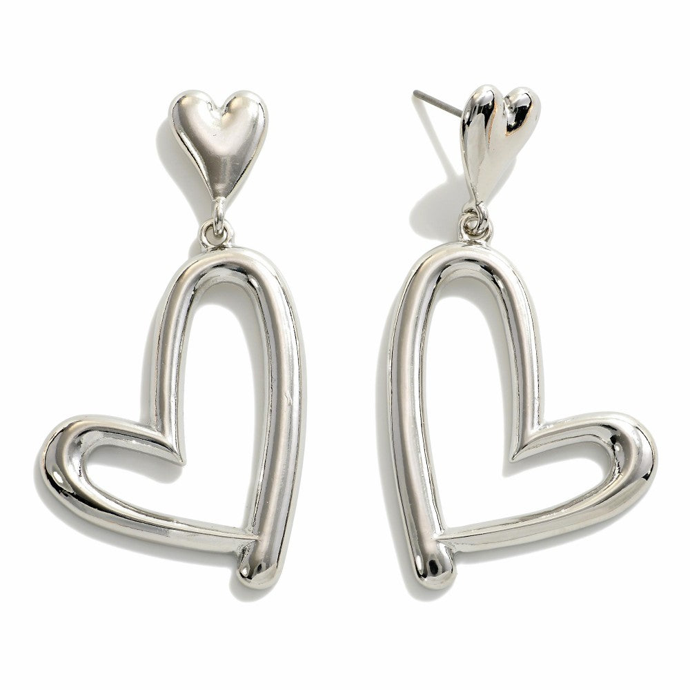 Metal Enamel Heart Earrings