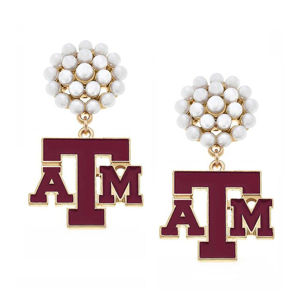 Texas A&M Pearl Cluster Earrings