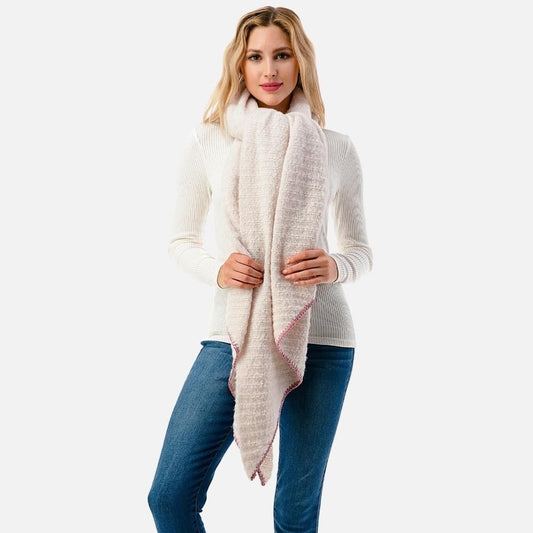 Fuzzy Soft Knit Solid Color Ribbed Scarf