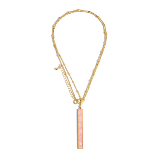 Bead Gold Necklace with Glass Pendant