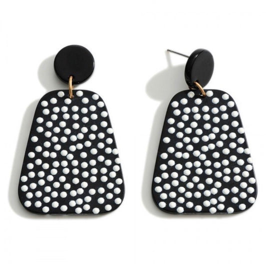 Geometric Black and White Dot Earrings
