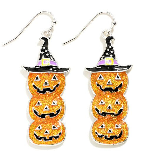 Halloween Glitter Jack-o’-Lantern Earrings