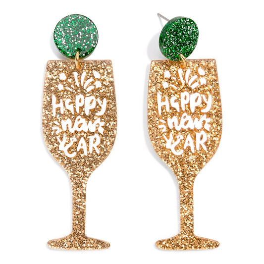 Glitter “ Happy New Year” Earrings