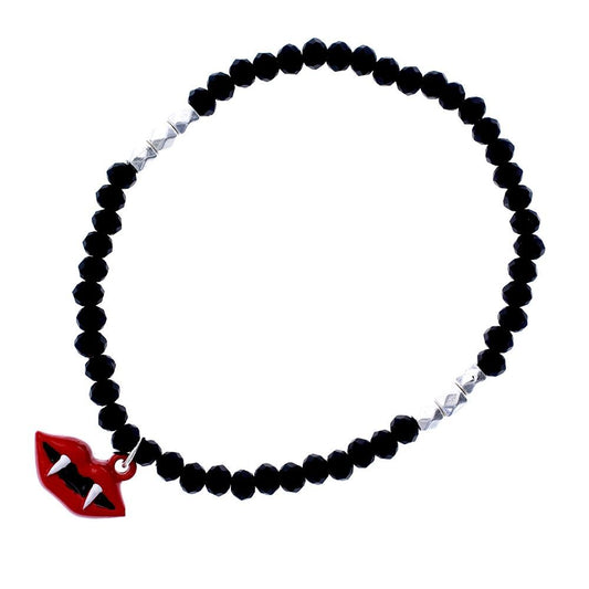 Beaded Bracelet with Vampire Teeth Charm