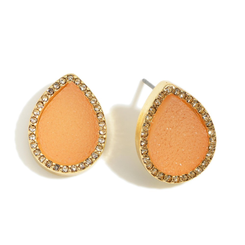 Teardrop Druzy Stud Earrings