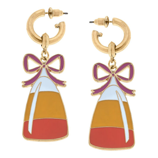 Hoop Earrings with Candy Corn Charm