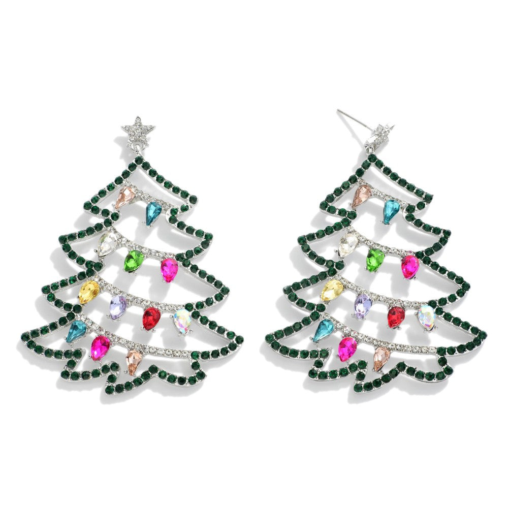 Christmas Tree Rhinestone Earrings