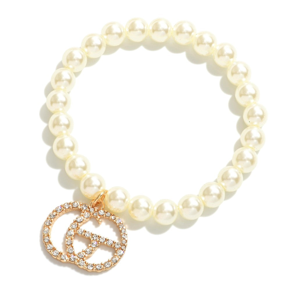 Double Circle Pearl Beaded Stretch Bracelet