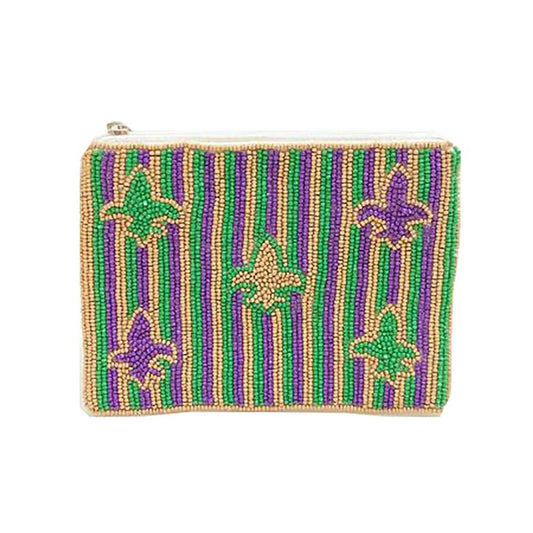 Beaded Fleur De Lis Pouch