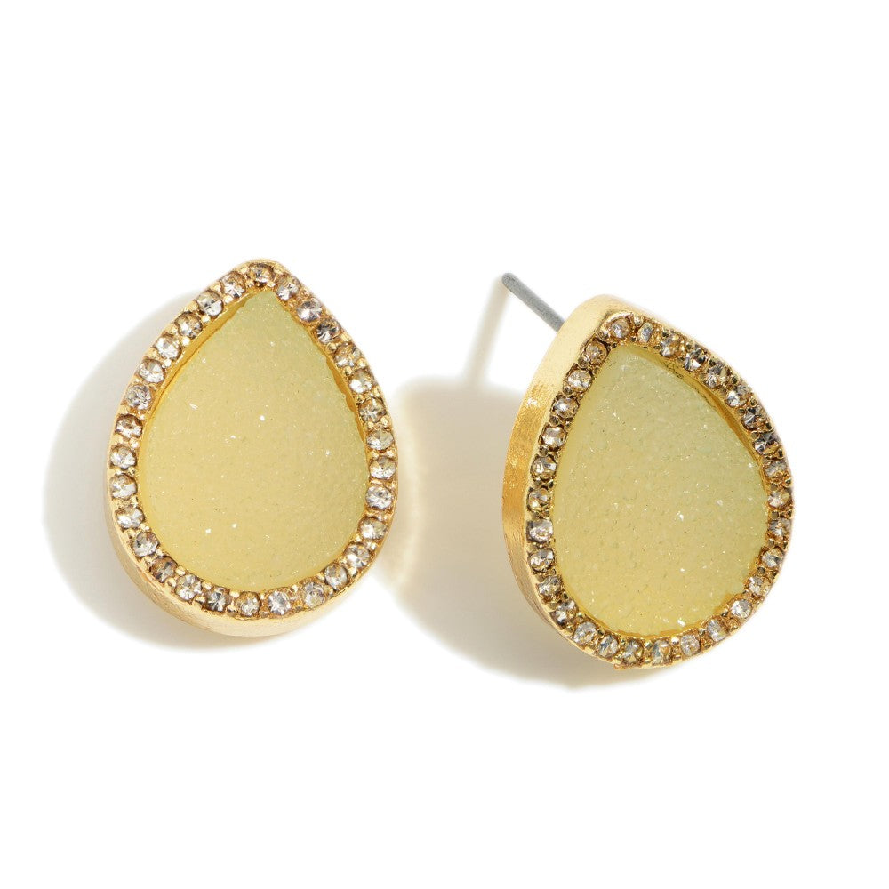 Teardrop Druzy Stud Earrings