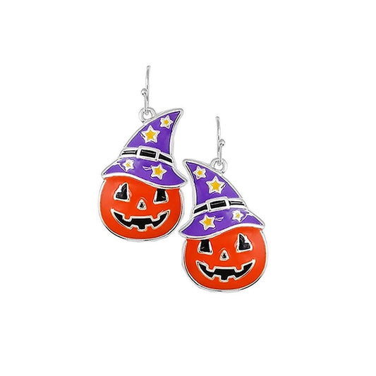 Pumpkin with Hat Earrings