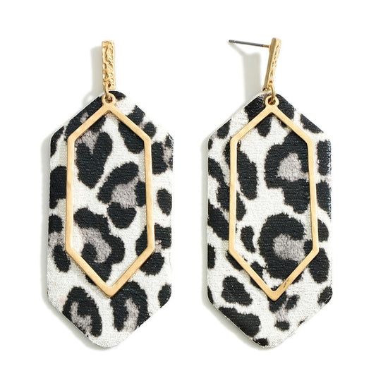 Animal Print Earrings with Gold Overlay