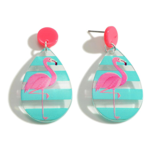 Striped Flamingo Earrings