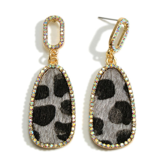 Animal Print Earrings With Crystal Accents