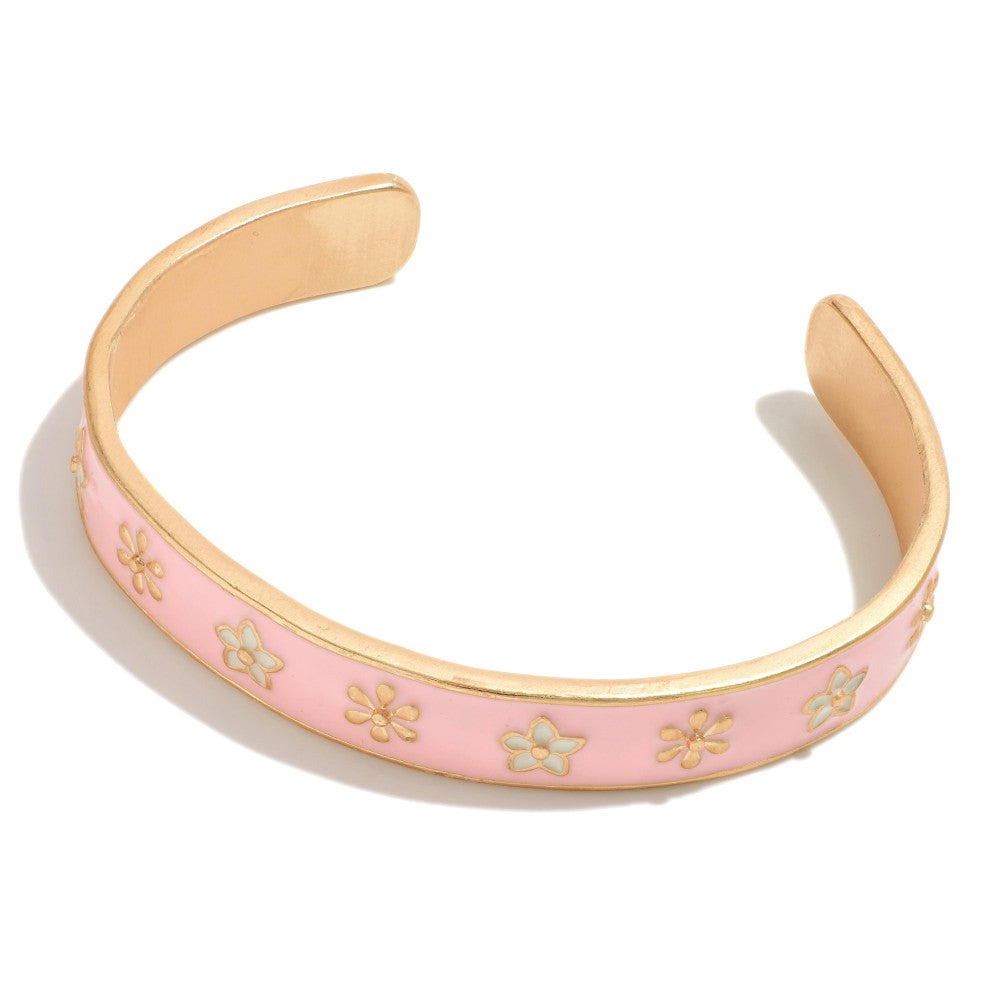 Flower Cuff Bracelet Pink