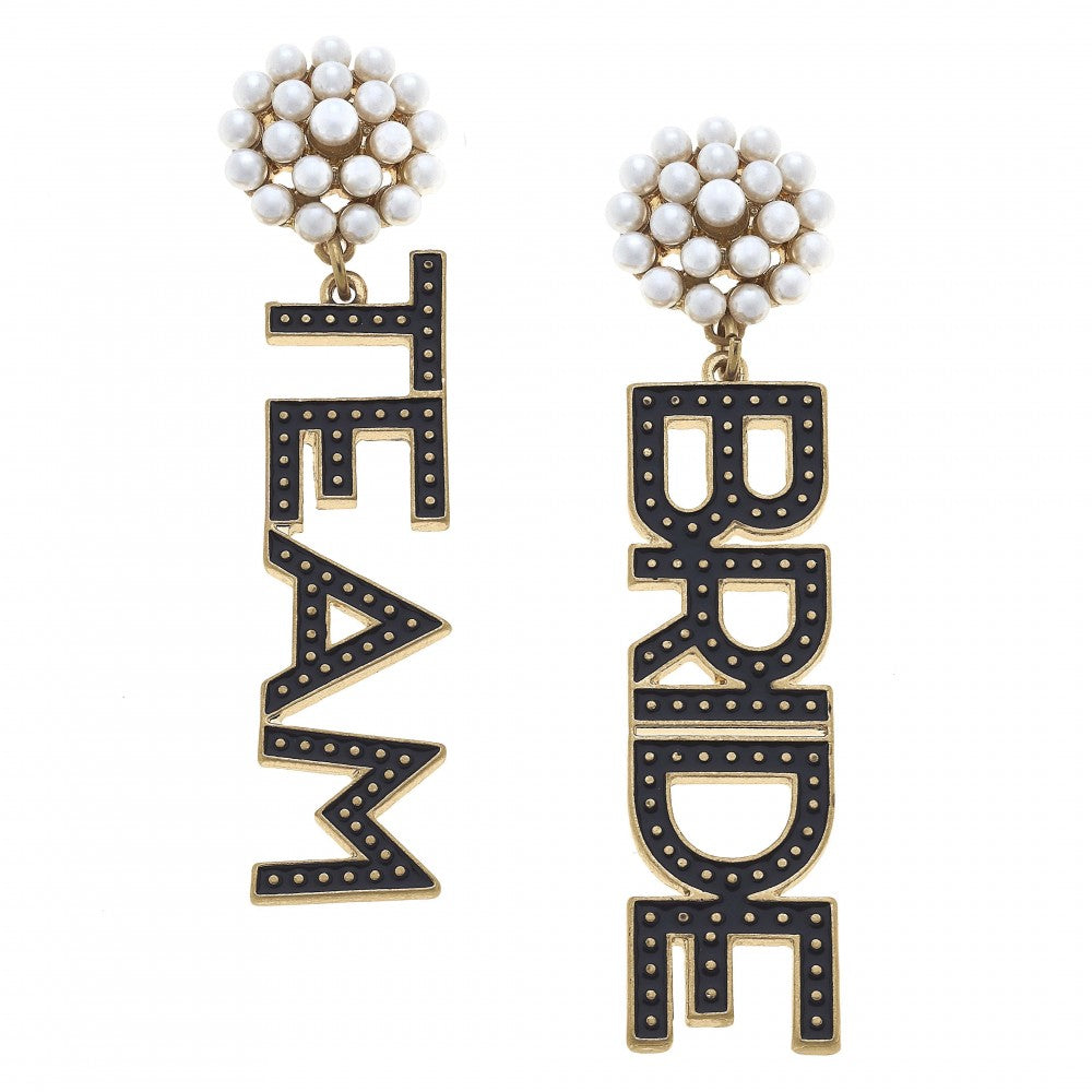 Team Bride Pearl Cluster Earrings