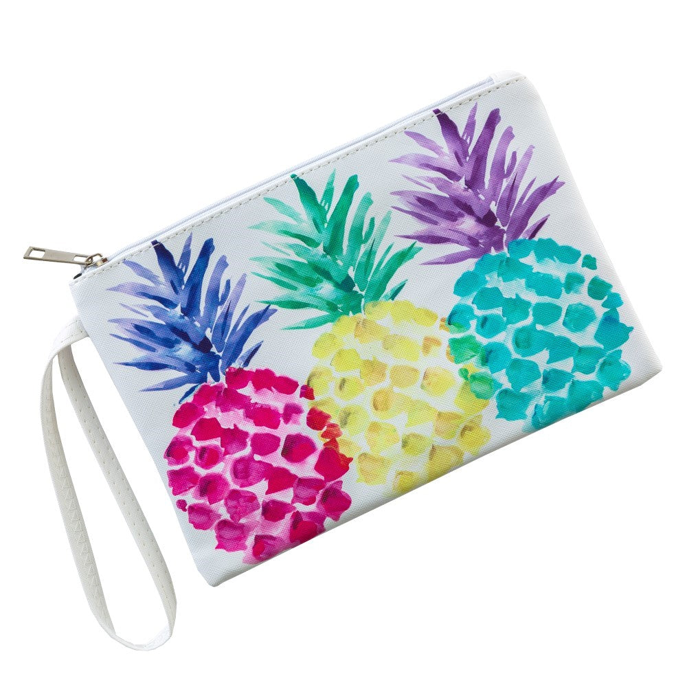 Multicolor Pineapple Wristlet Pouch