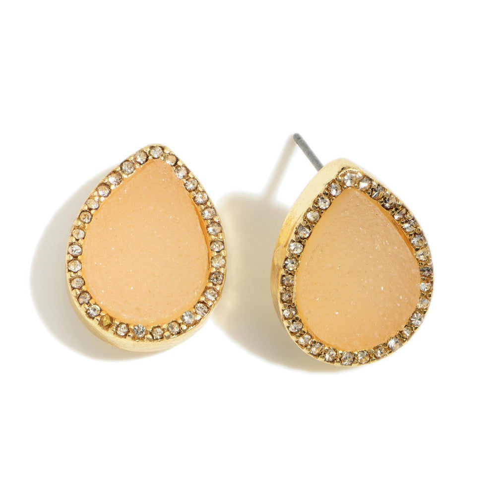 Teardrop Druzy Stud Earrings