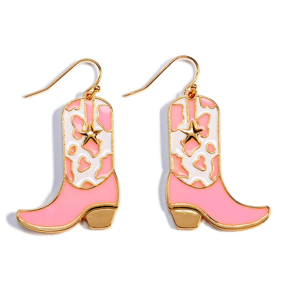 Pink Cowboy Boot Earrings