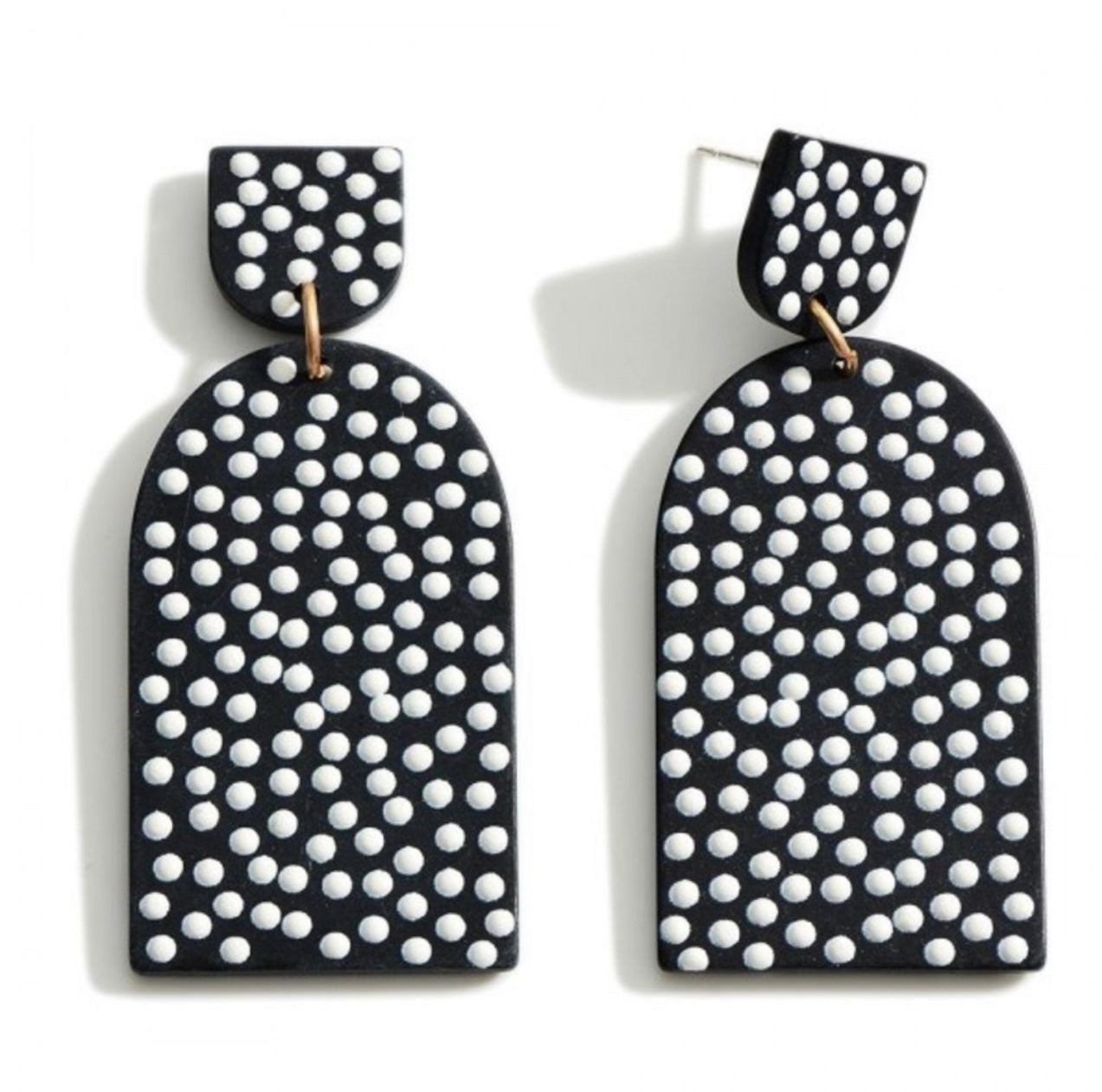 Geometric Black and White Dot Earrings