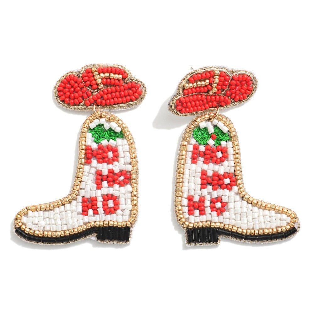 Beaded Cowboy Hat & Boots Earrings