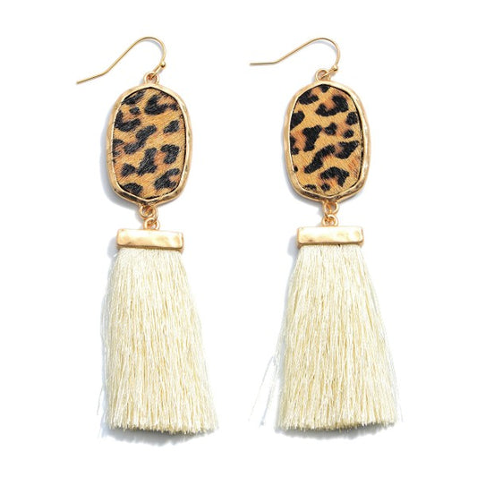 Leopard Print Tassel Earrings