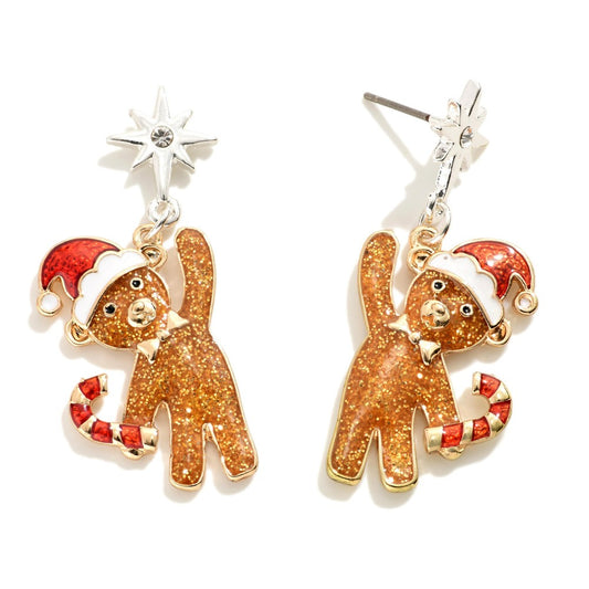 Glitter Gingerbread Man Earrings