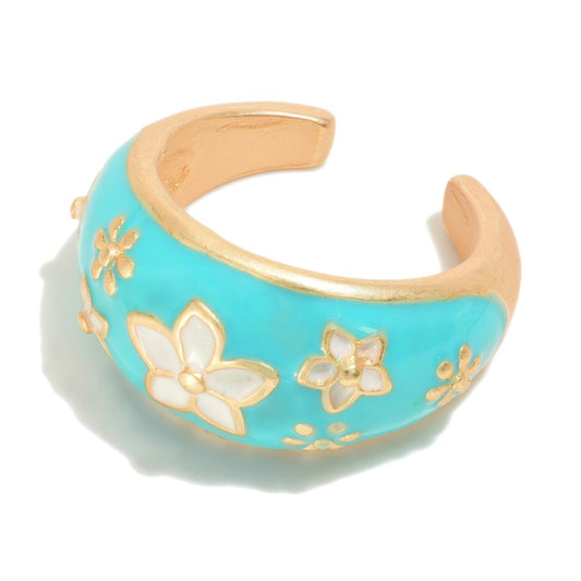 Flower Cuff Ring Turquoise