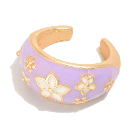 Flower Cuff Ring Lavender