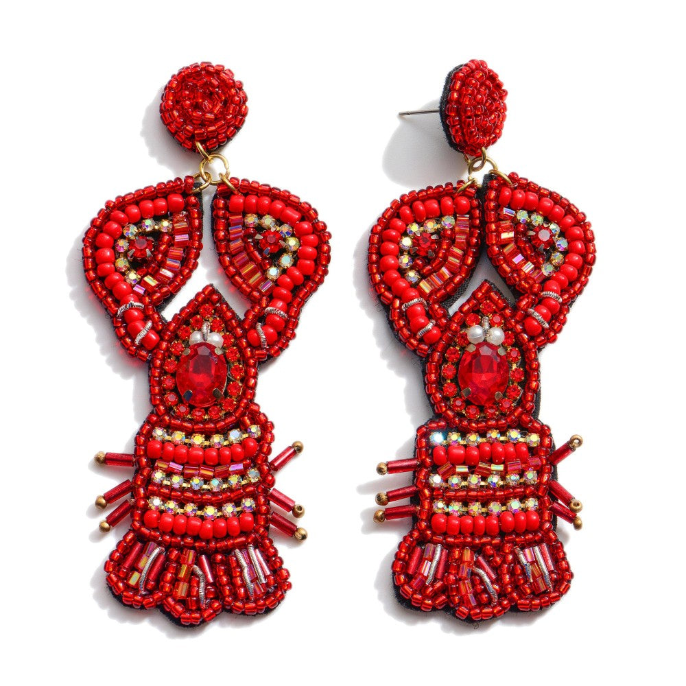 Beaded Lobster Earrings