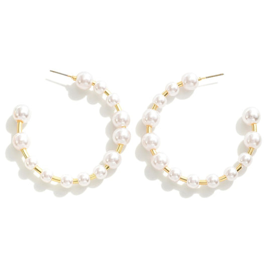 Pearl Beaded Hoop Earrings