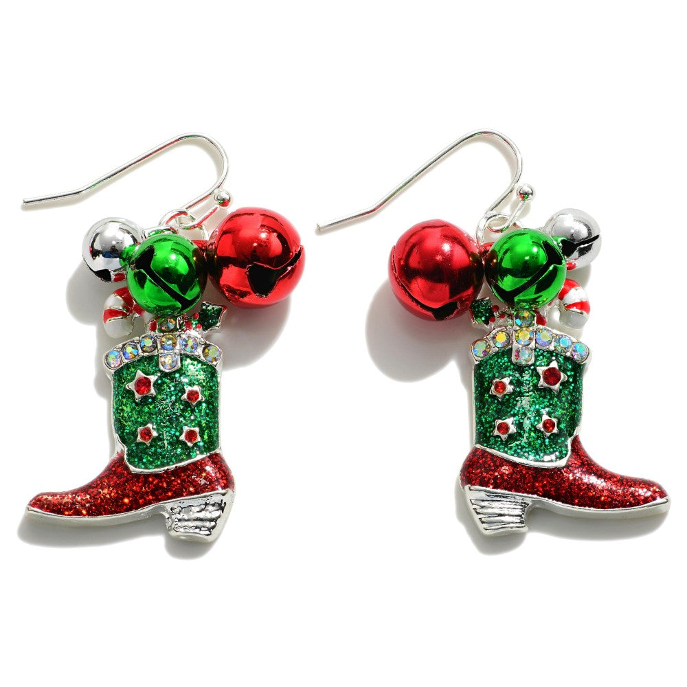 Christmas Glitter Boots & Bells Earrings