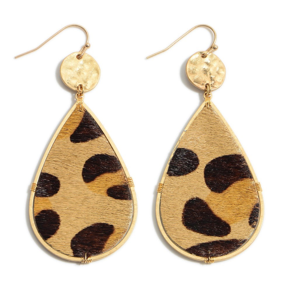 Hammered Animal Print Teardrop Earrings