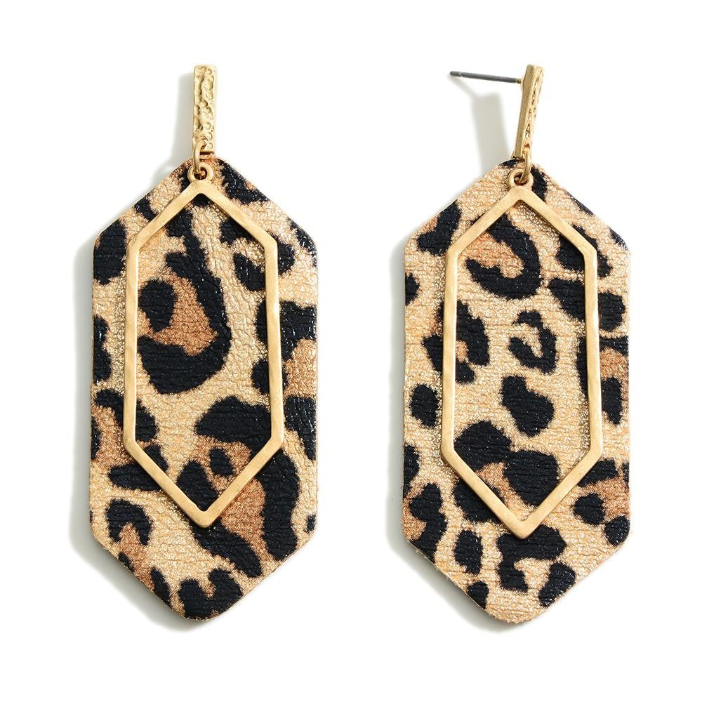 Animal Print Earrings with Gold Overlay