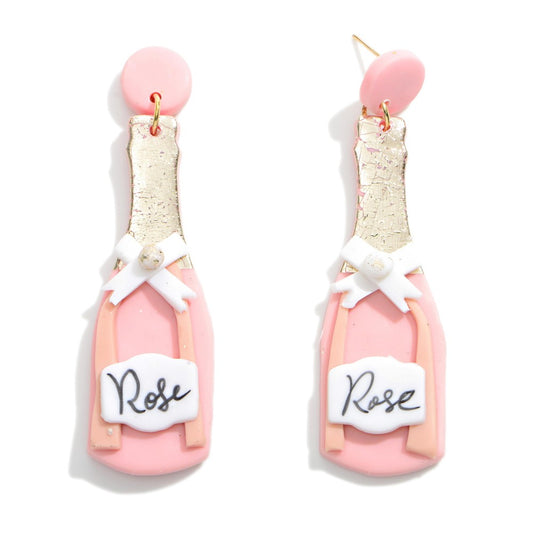 Rose Wine Bottle Earrings