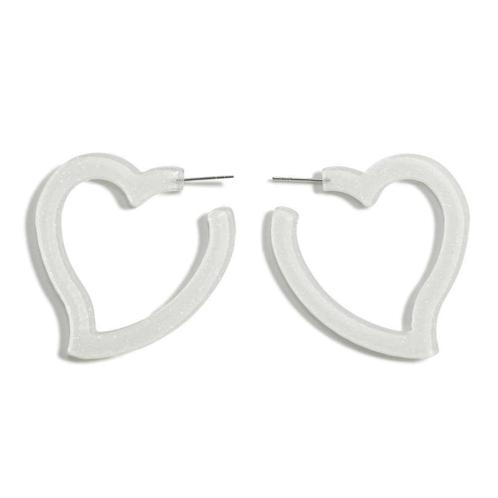 Resin Heart Hoop Earrings