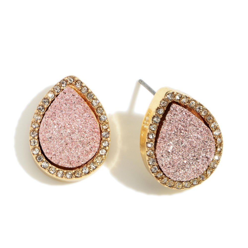 Teardrop Druzy Stud Earrings