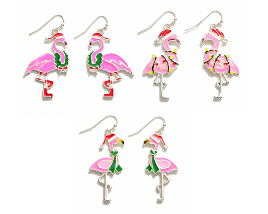 Christmas Flamingo Earrings