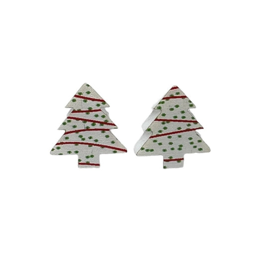 Snack Cake Christmas Tree Stud Earrings