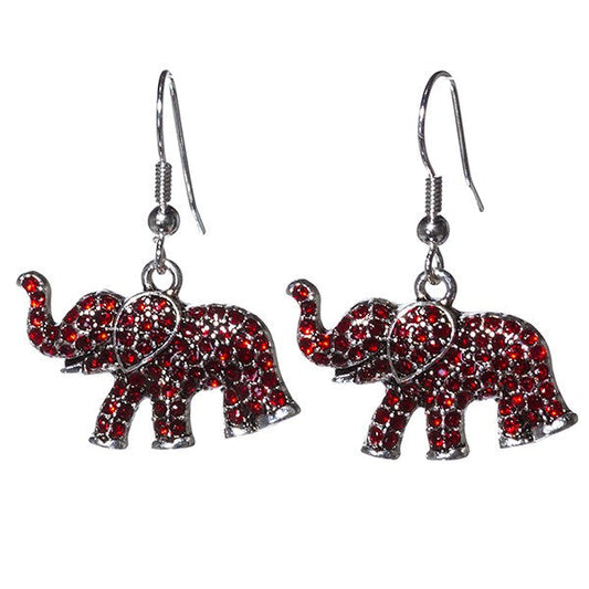 Red Rhinestone Elephant Earrings