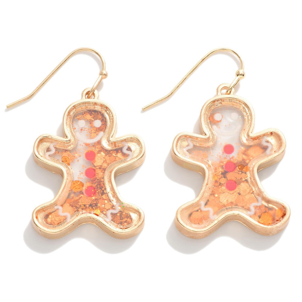 Gingerbread Man Glitter Earrings