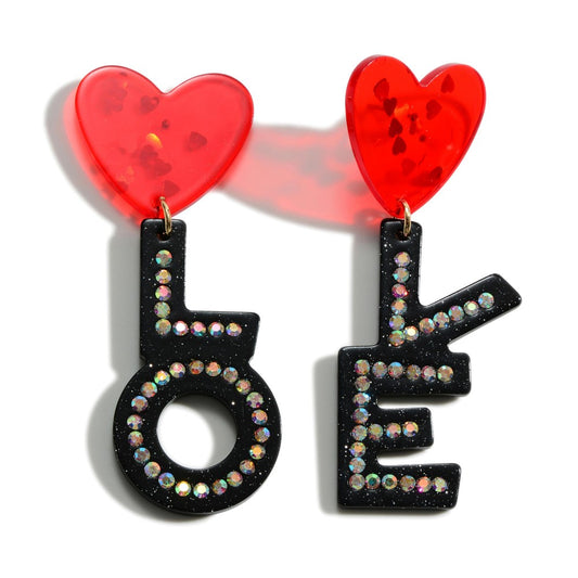 Resin Heart “Love” Earrings