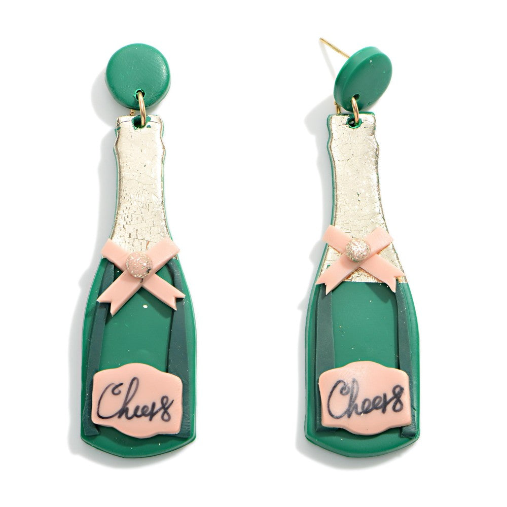 Cheers Champagne Bottle Earrings