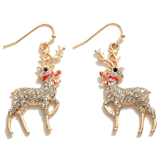 Rhinestone Reindeer Earrings