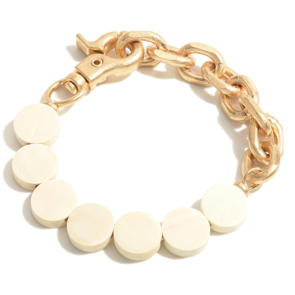 Ivory Wood Bead Bracelet